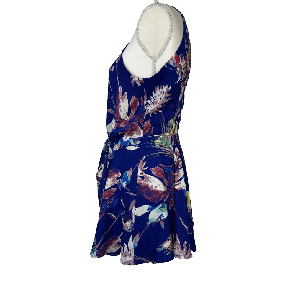 Vintage Preppy Coast Womens Royal Blue Ruched Waist Open Back Romper Short Sz M - Picture 5 of 9